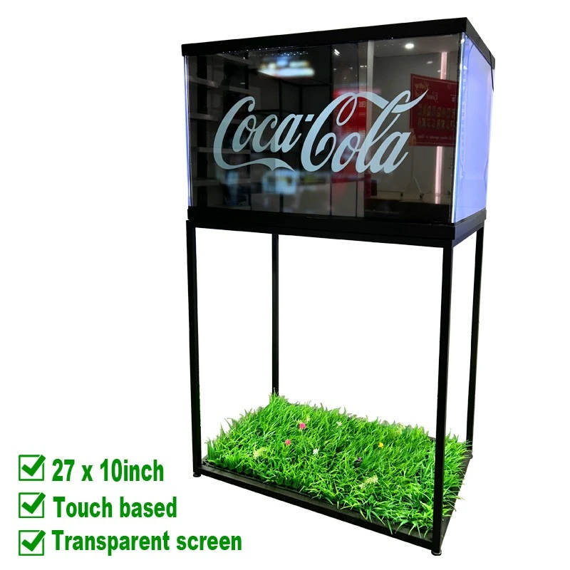 27x10 metaole vloerstand transparant touchsjerm