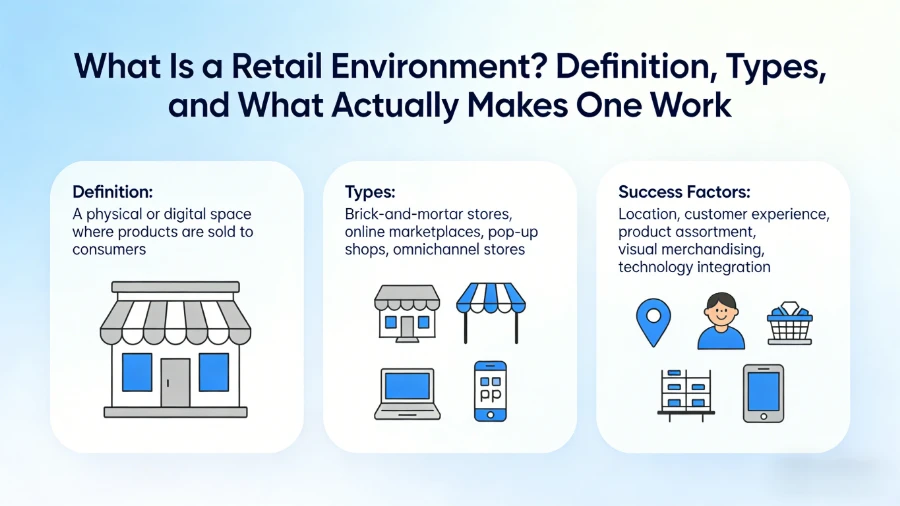 Wat is ‘n retail-umgeving? Definitie, soorte en wat d’r werkelek maak
