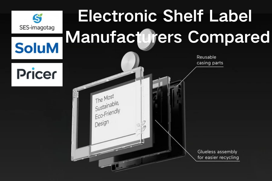 Elektronische reklabelfabrikanten Vergeleke: SES-imagotag vs SoluM vs Pricer