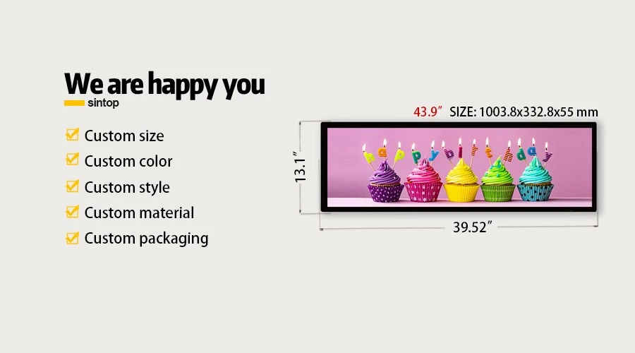 43.9 Inch LCD Bar Display Double Face Screen Manufacturer 43.9 Inch LCD Bar Display Double Face Screen Manufacturer