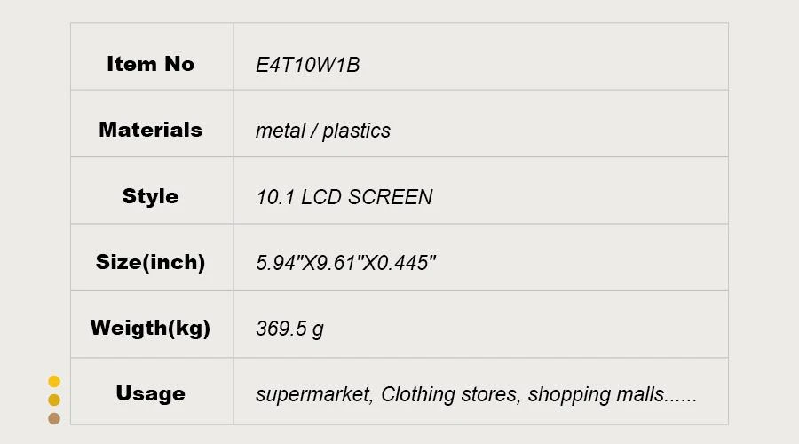 10.1 Digital Signage Electronic Price Screen Single Face