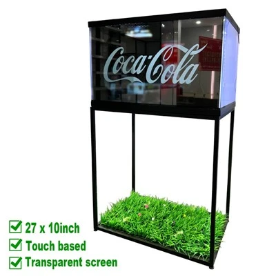 27x10 metaole vloerstand transparant touchsjerm